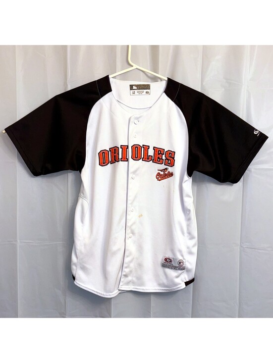 Majestic Other - Baltimore Orioles Youth Jersey Large (14) White Black Embroidered True Fan MLB